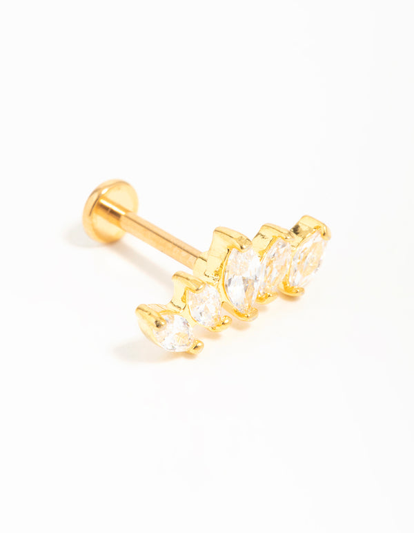 Gold Plated Surgical Steel Diamante Flat Back Stud