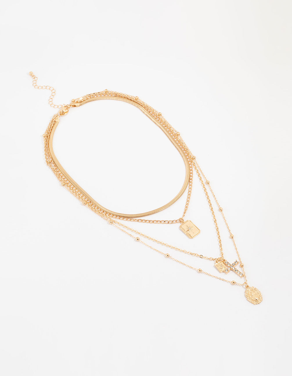 Gold Cross Mixed Layered Necklace