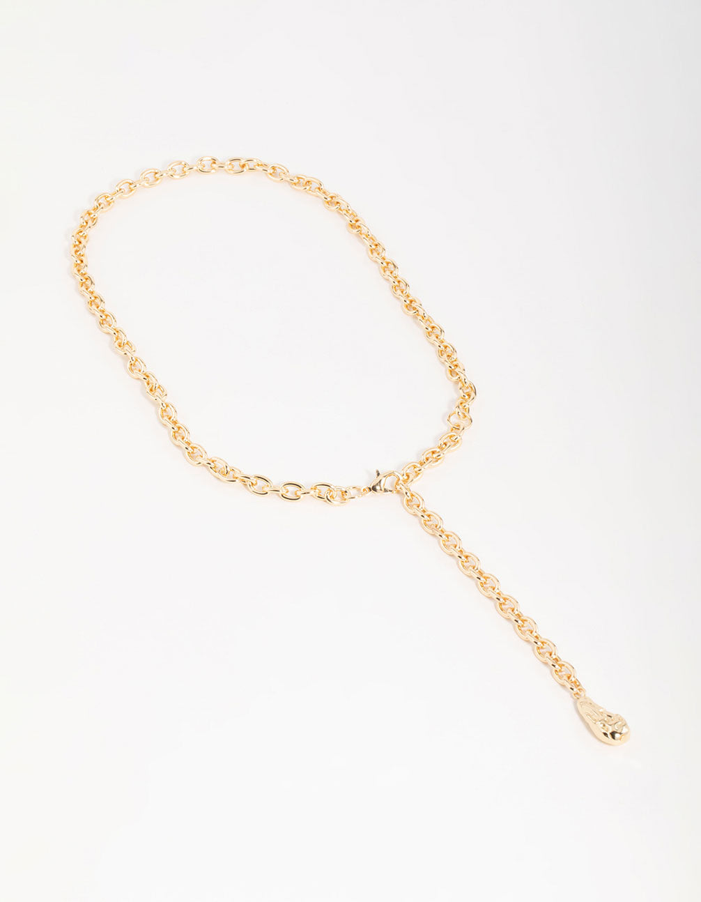 Gold Textured Y-Necklace