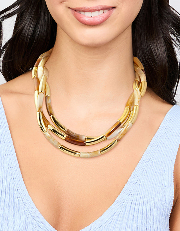 Gold & Acrylic Layered Necklace