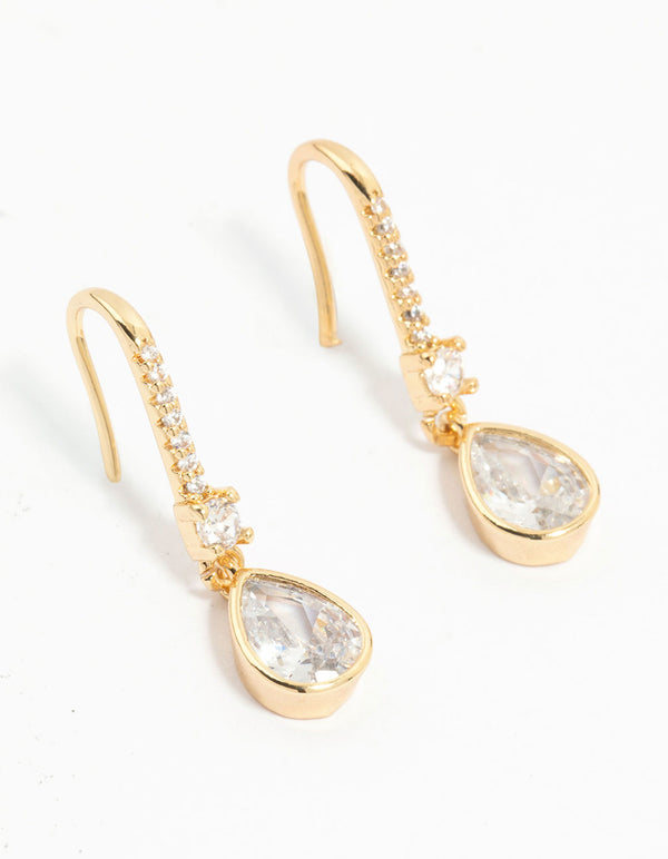 Gold Plated Diamante Pavé Hook Earrings