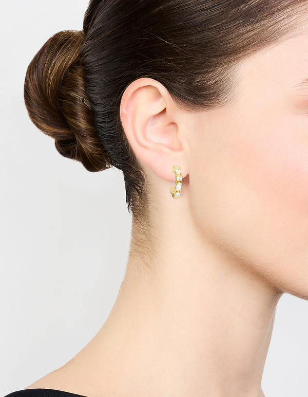 Gold Plated Cubic Zirconia Cluster Hoop Earrings