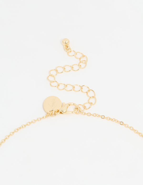 Gold Plated Diamante Pave Chunky Bow Necklace