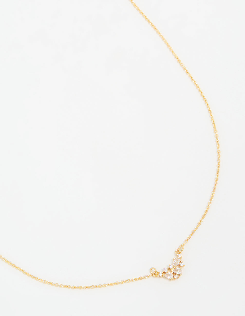 Gold Plated Cubic Zirconia Mini Pear Cluster Necklace