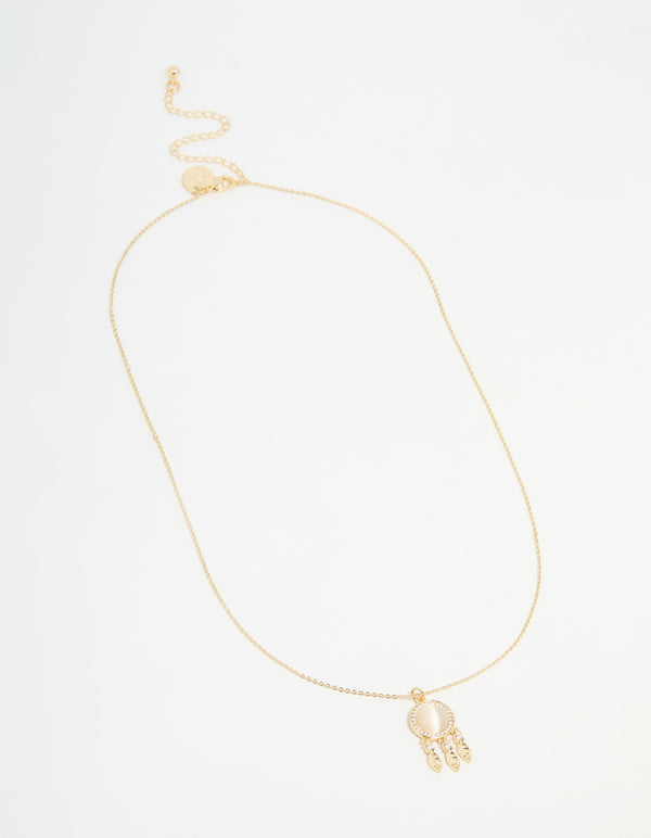 Gold Plated Dream Catcher Necklace