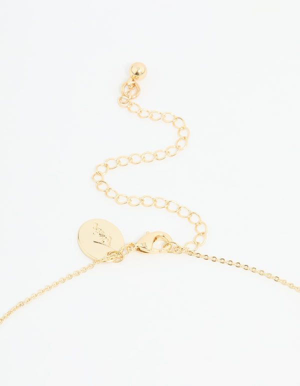 Gold Plated Mother Of Pearl & Cubic Zirconia Butterfly Y-Necklace