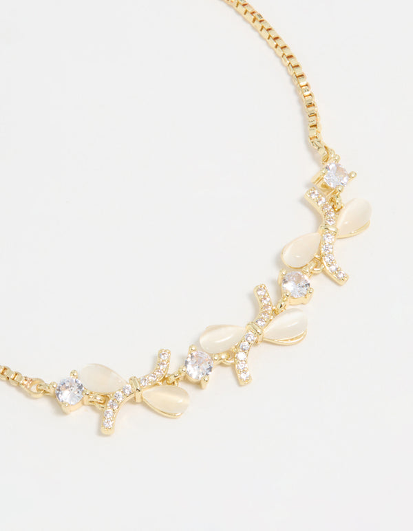 Gold Plated Single Triangle Bow Weave Toggle Bracelet