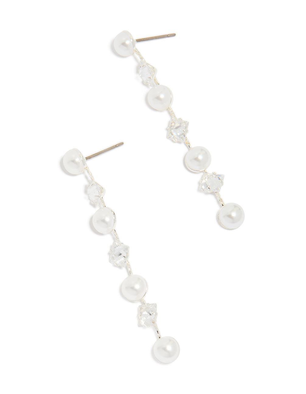 Silver Plated Cubic Zirconia & Pearl Drop Earrings