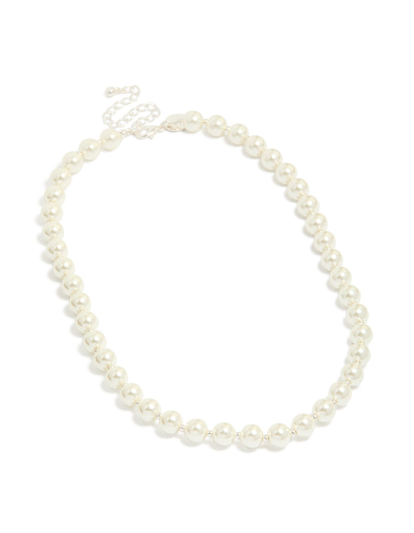 Silver Plated Pearl & Ball Necklace