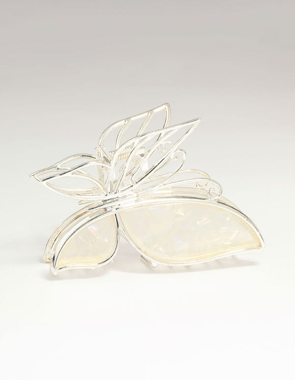 Silver Acrylic Butterfly Claw Clip