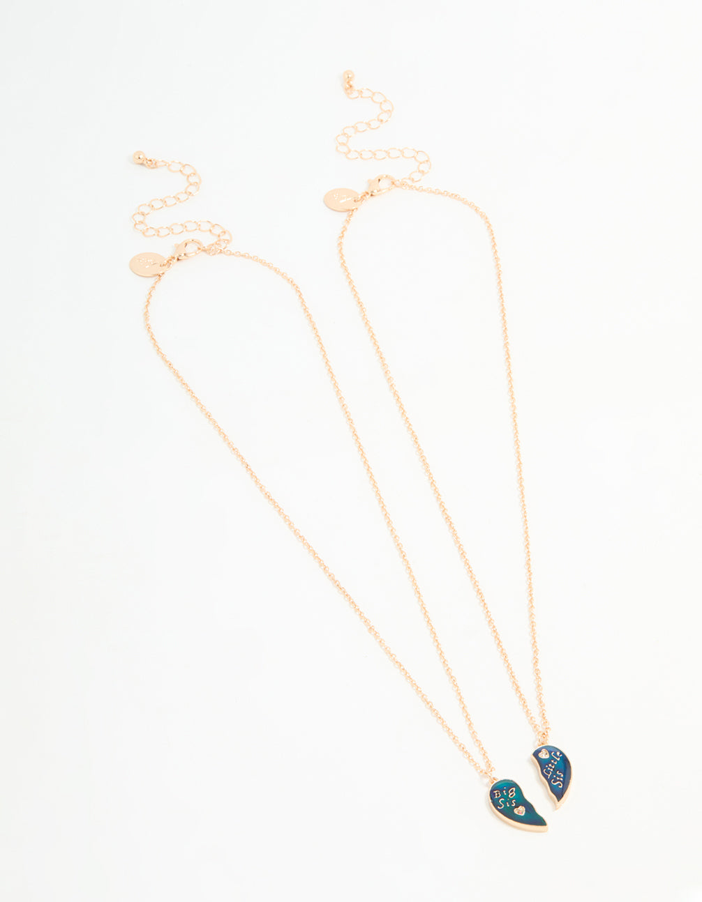 Kids Gold Big & Lil Sis Mood Pendant Necklace Set