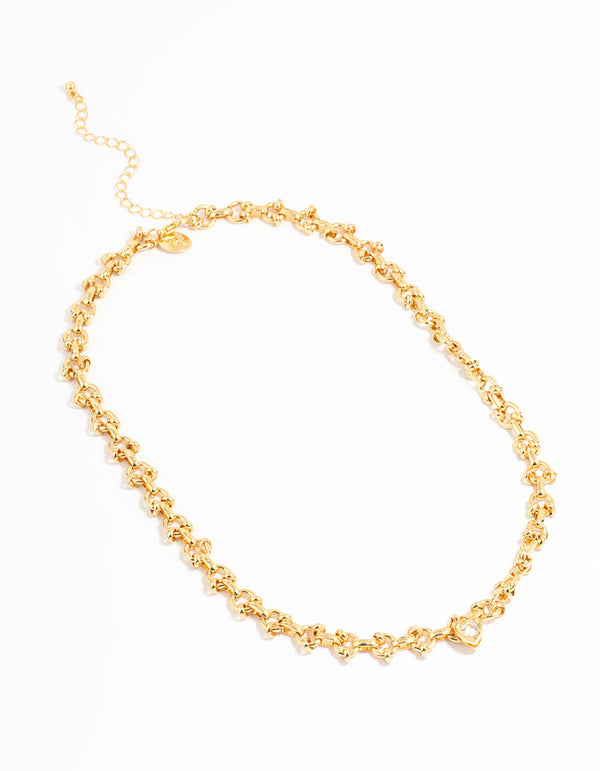 Gold Plated Diamante Chain Pendant Necklace