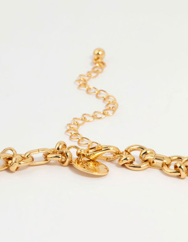 Gold Plated Diamante Chain Pendant Necklace