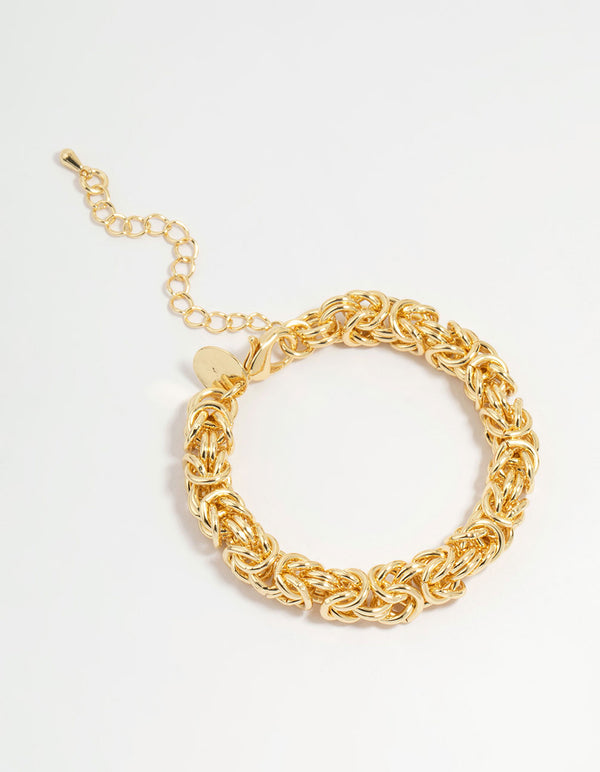 Gold Plated Knotted Cluster Chain Bracelet