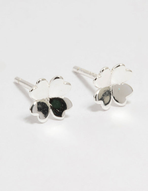 Sterling Silver Clean Clover Stud Earrings