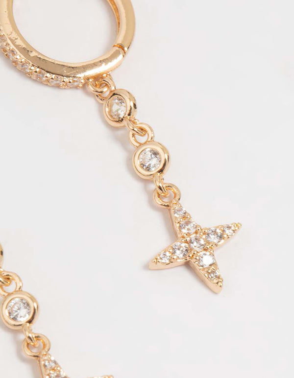 Gold Cubic Zirconia Cross & Stud Earrings 3-Pack