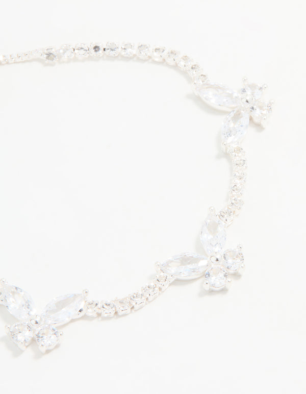 Silver Cubic Zirconia Butterfly Bracelet