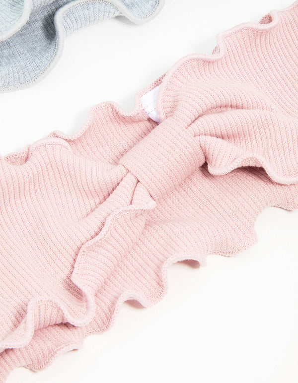 Pink & Grey Ruffled Fabric Headbands 2-Pack