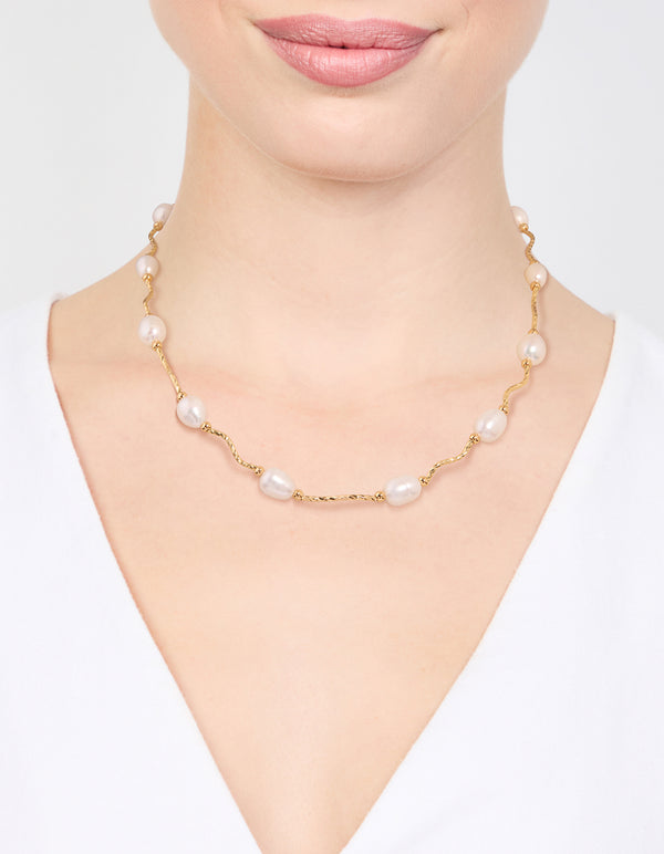 Gold Plated Freshwater Pearl Necklace