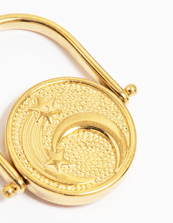 Waterproof Gold Plated Stainless Steel Sun Coin Ring