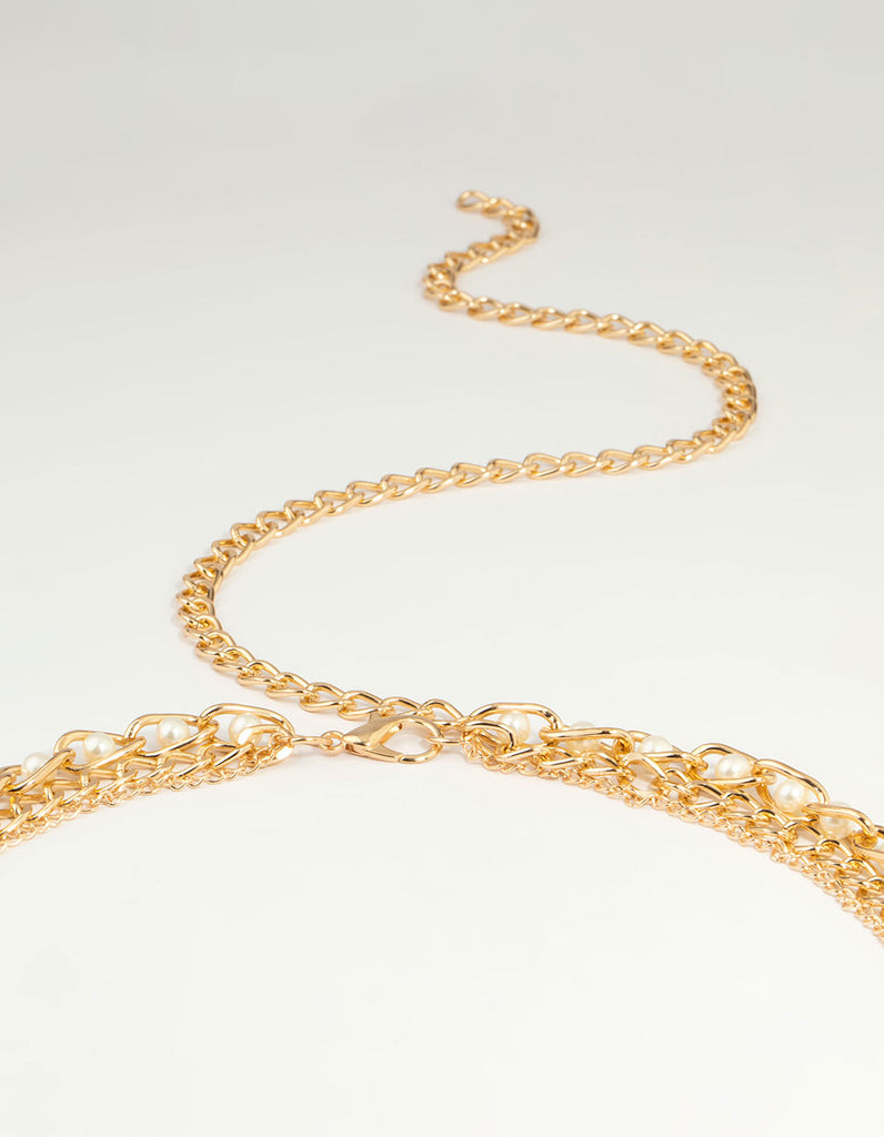 Gold Pearl Mixed Chain Belt Lovisa