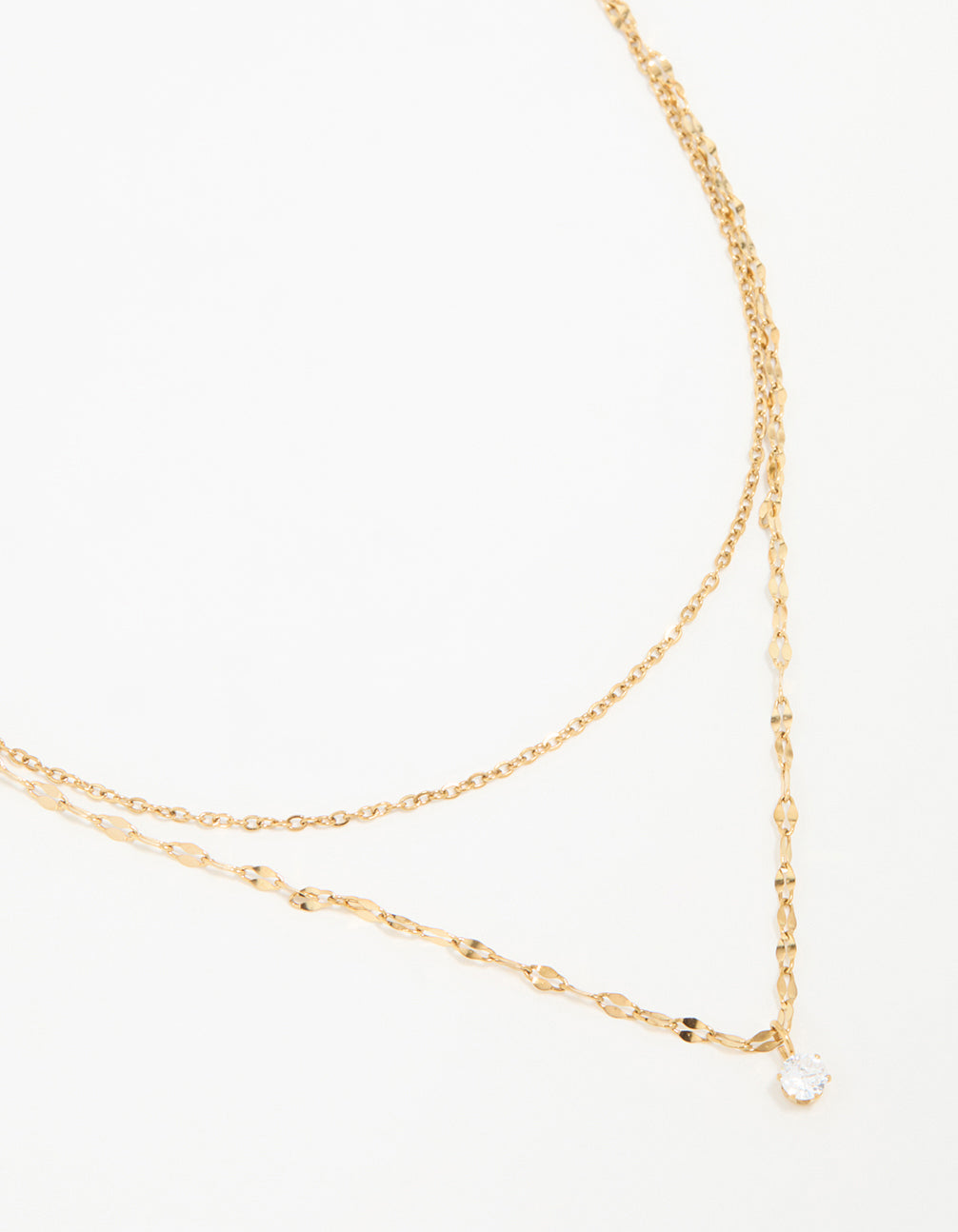 Waterproof Gold Plated Stainless Steel Cubic Zirconia Dainty Layered Necklace