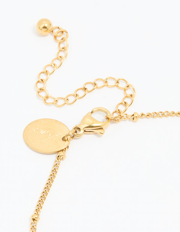 Waterproof Gold Plated Stainless Steel Heart Charms Anklet