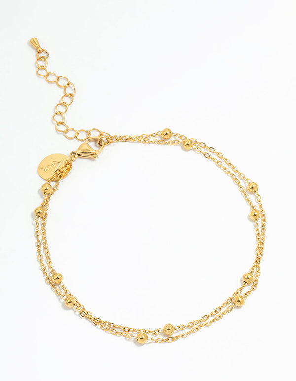 Waterproof Gold Plated Stainless Steel Ball Anklet