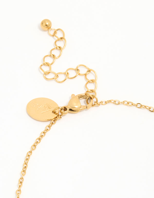 Waterproof Gold Plated Stainless Steel Cubic Zirconia Moon & Star Anklet