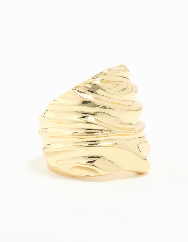 Gold Plated Molten Face Ring