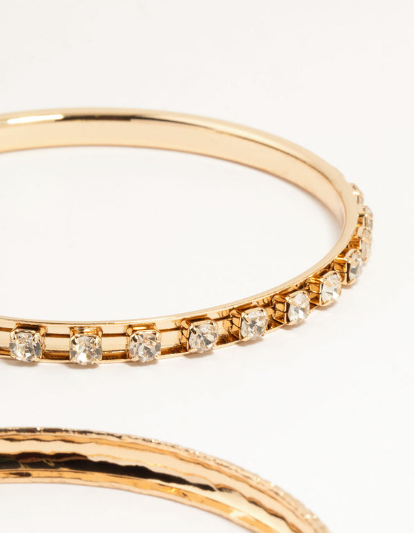 Gold Mixed Textured Bangles 4-Pack