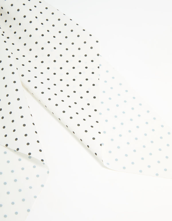 White Dotted Satin Fabric Bow Hair Clip