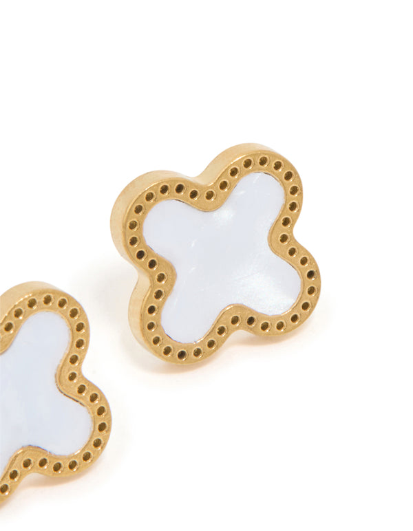 Waterproof Gold Plated Stainless Steel Enamel Flower Stud Earrings