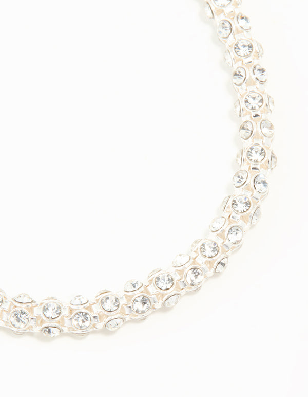 Silver Plated Diamante Fireball Bracelet