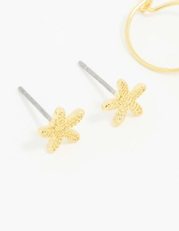 Gold Plated Seashell Earrings 3-Pack