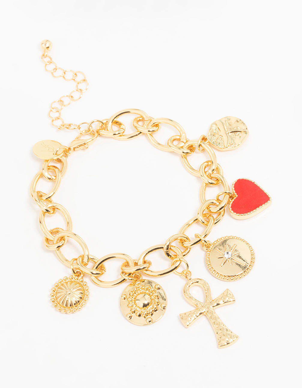 Gold Chunky Cross Charm Bracelet