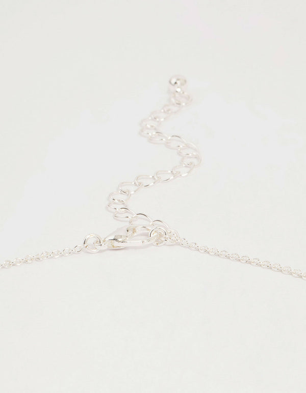 Silver Plated Brass Cubic Zirconia Pavé Bow Pendant Necklace