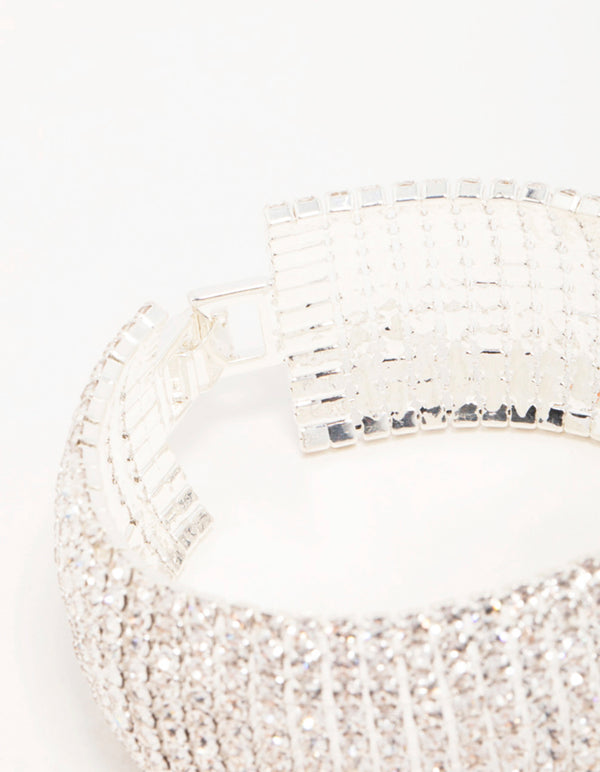 Silver Diamante Thick Cupchain Bracelet
