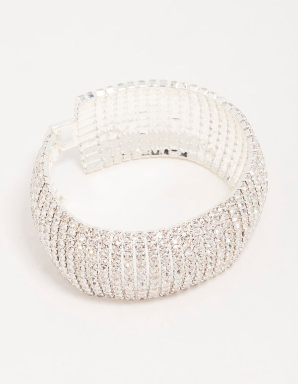 Silver Diamante Thick Cupchain Bracelet