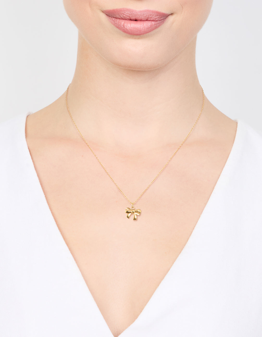 Waterproof Gold Plated Stainless Steel Bow Pendant Necklace