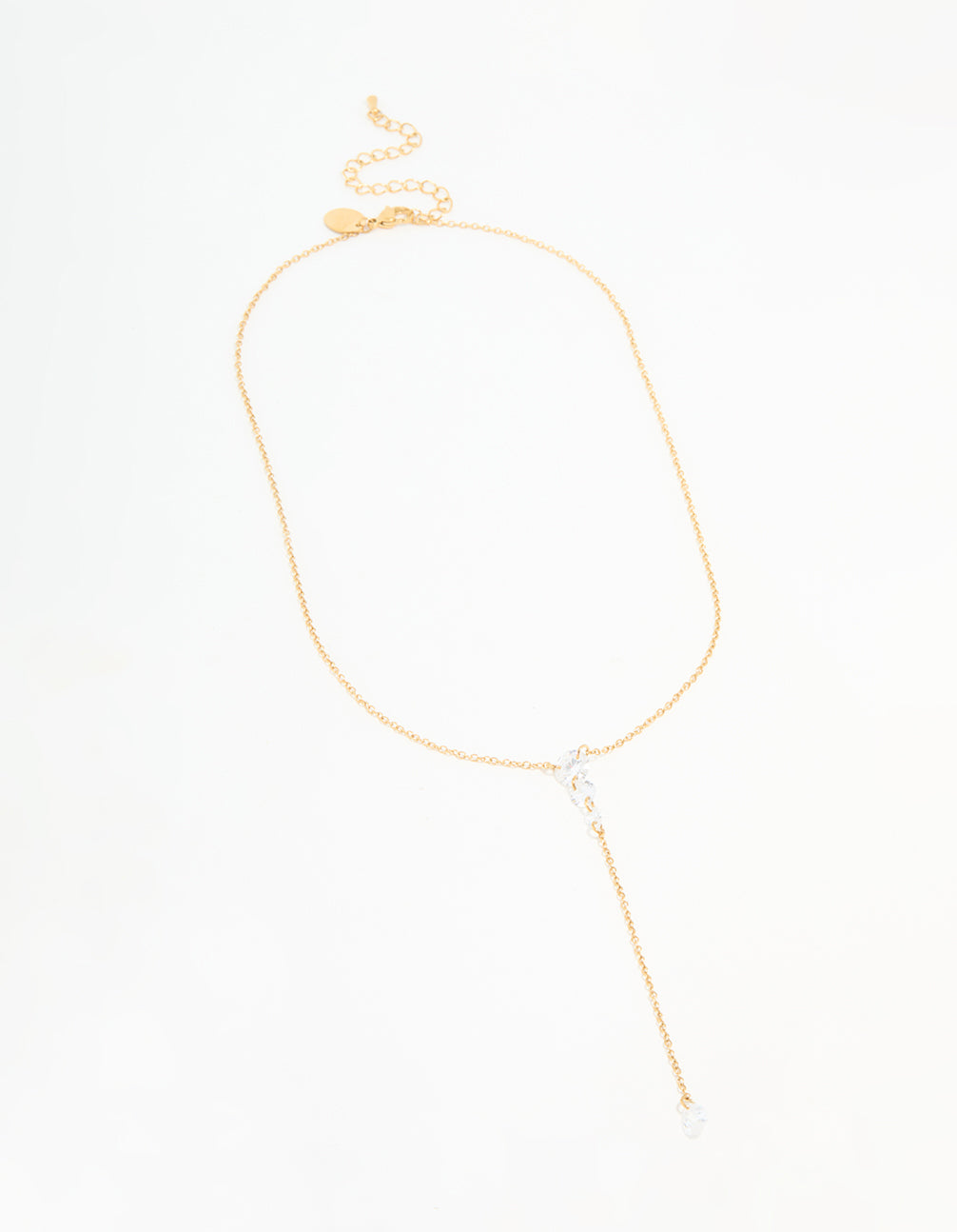 Waterproof Gold Plated Stainless Steel Cubic Zirconia Y-Necklace
