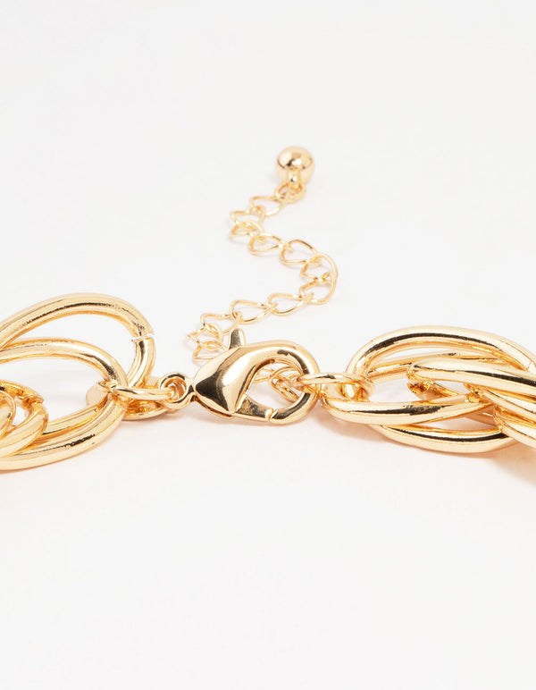 Gold Plated Chunky Wide Chain Necklace