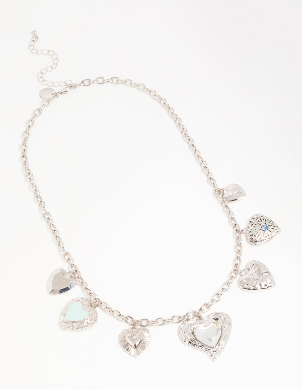Silver Heart Charms Necklace
