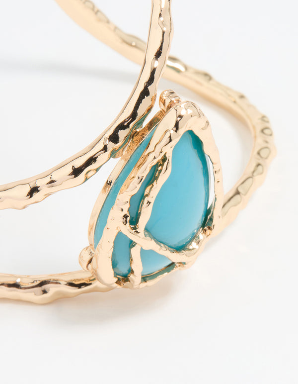 Gold Turquoise Semi-Precious Stone Wrist Cuff
