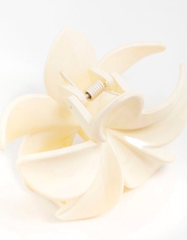 Cream Frangipani Hair Claw Clip