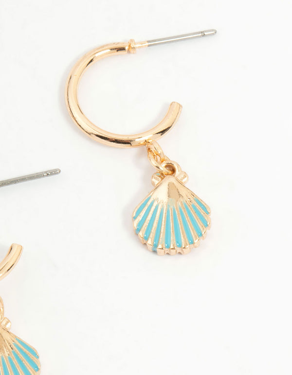 Gold Starfish & Shell Mixed Earrings 6-Pack