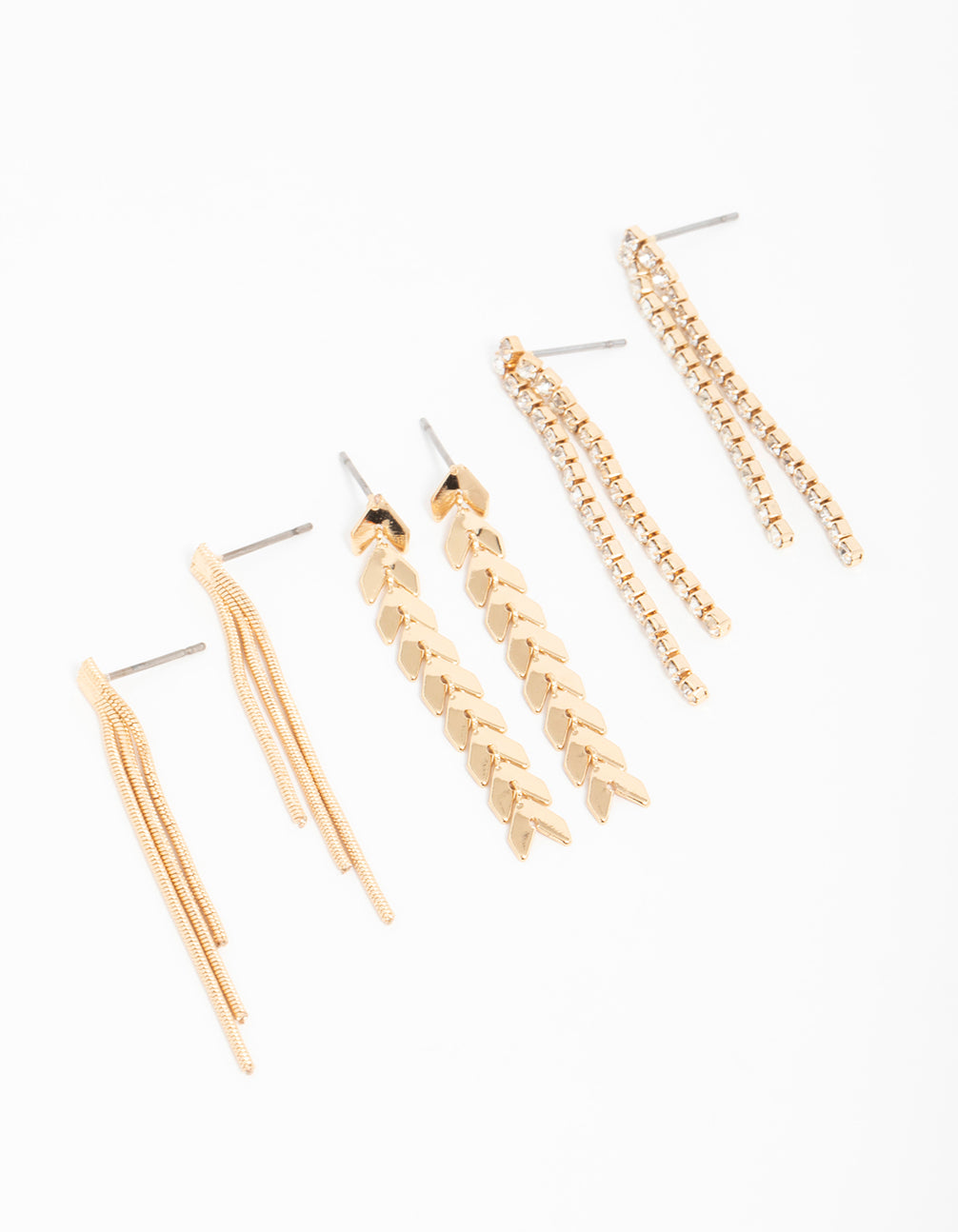 Gold Graduating Drop Earrings 3-Pack