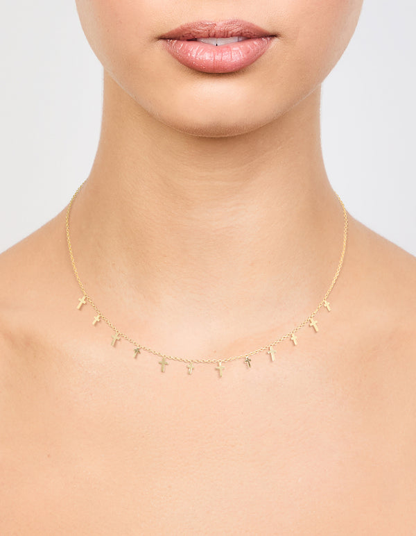 Gold Plated Mini Cross Charm Necklace