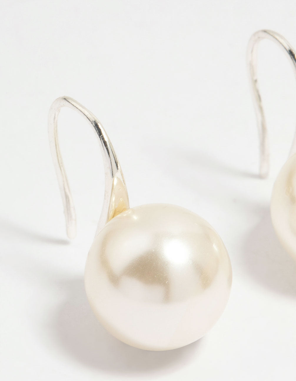 Silver Plated Pearl Hook Drop Earrings