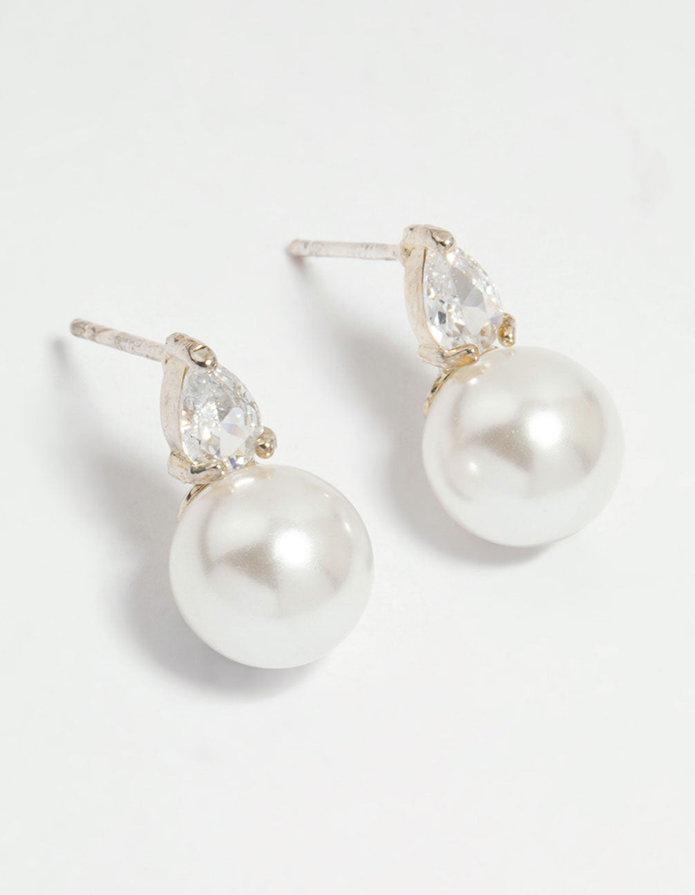 Silver Plated Mini Cubic Zirconia Pearl Drop Earrings